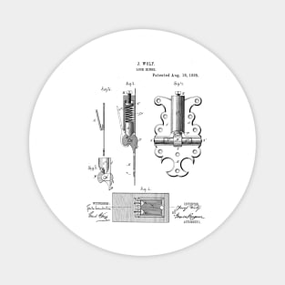 Lock Hinge Vintage Patent Hand Drawing Magnet